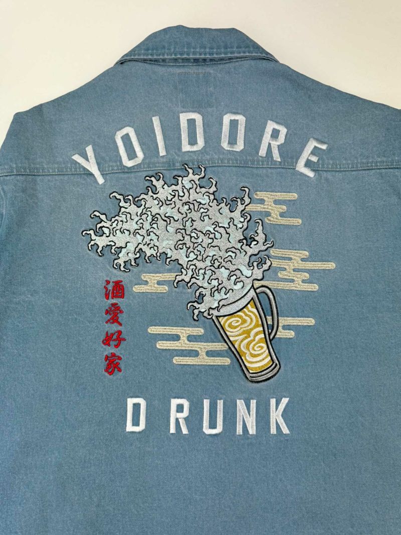 【YOIDORE】“浮世絵ビール”総刺繍デニムジャケット