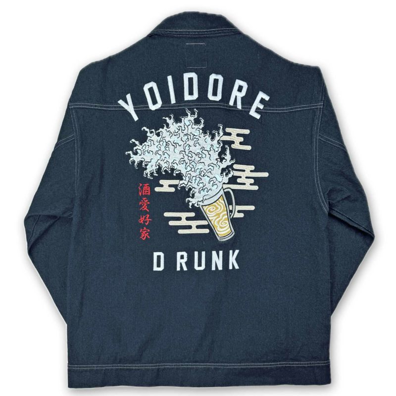 【YOIDORE】“浮世絵ビール”総刺繍デニムジャケット