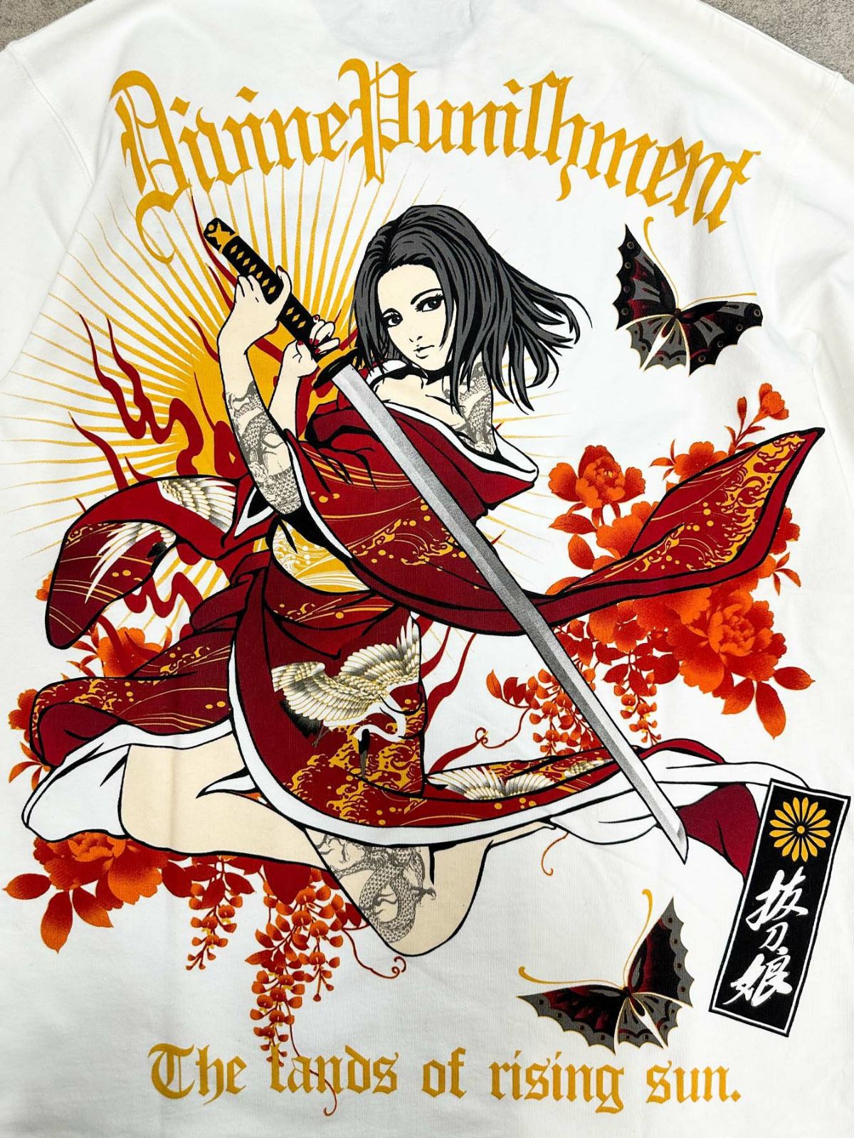 【抜刀娘】“凛：一刀流”刺繍入りプリントロンT