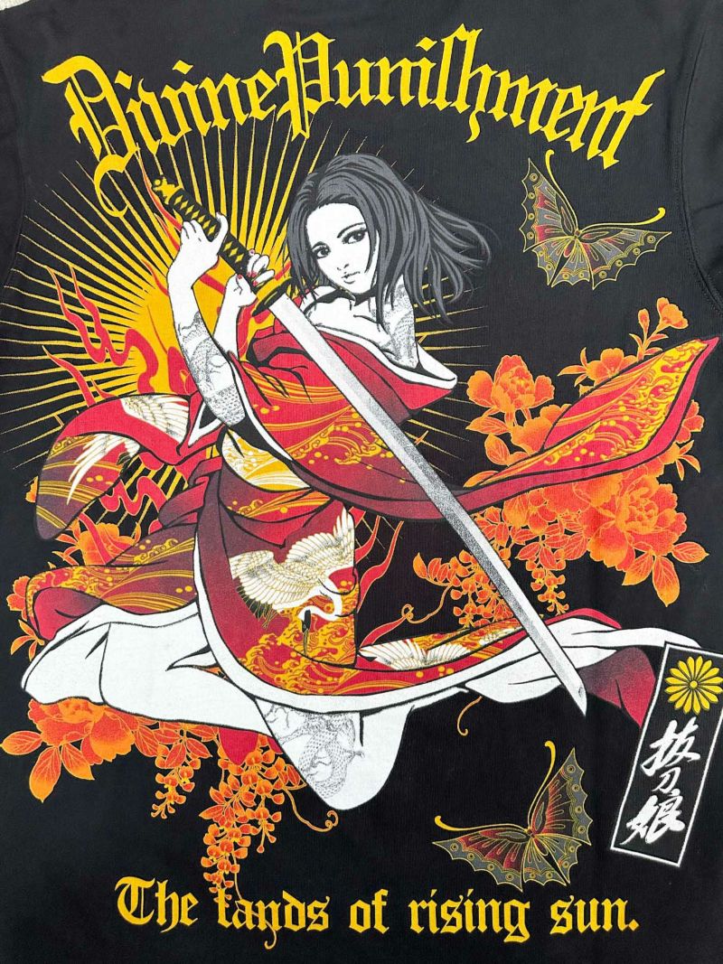 【抜刀娘】“凛：一刀流”刺繍入りプリントロンT