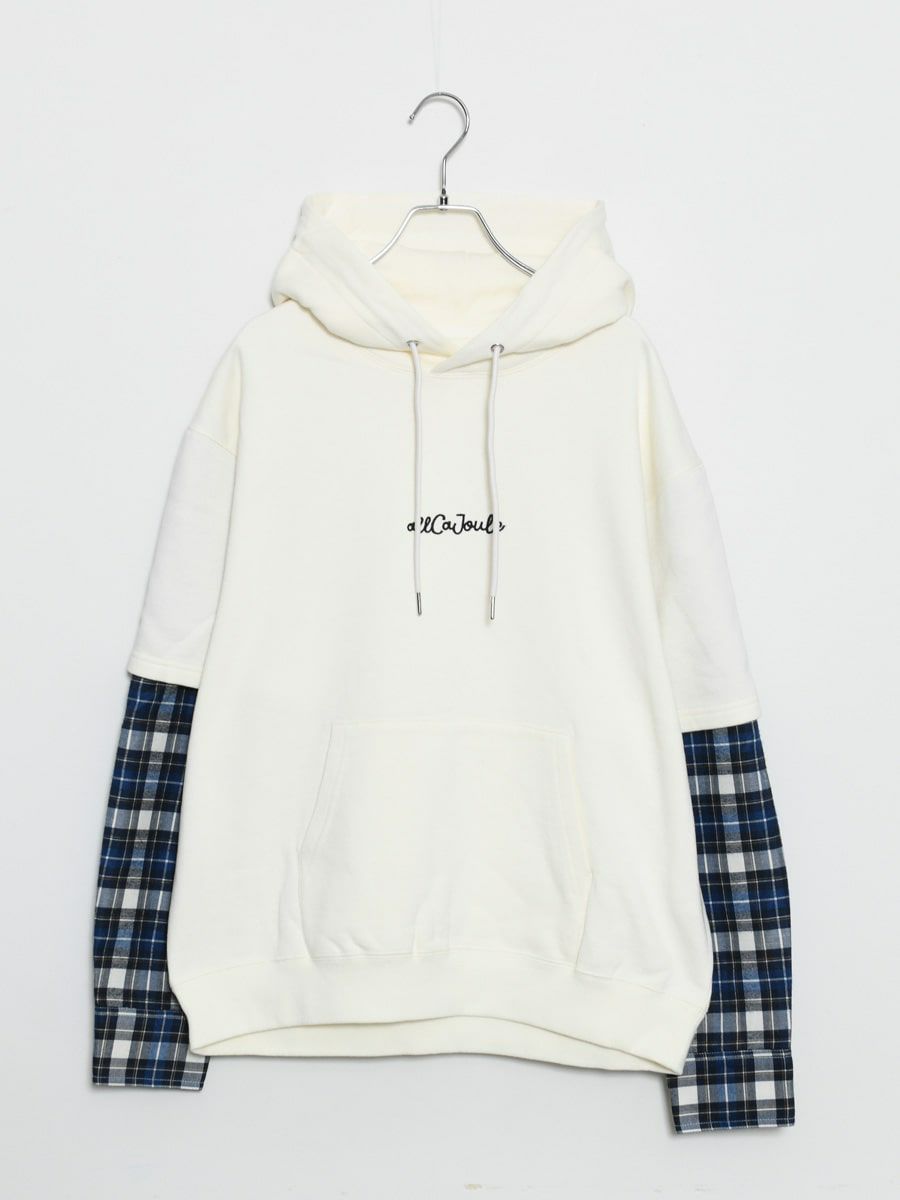 【allCaJoule】チェックスリーブパーカー