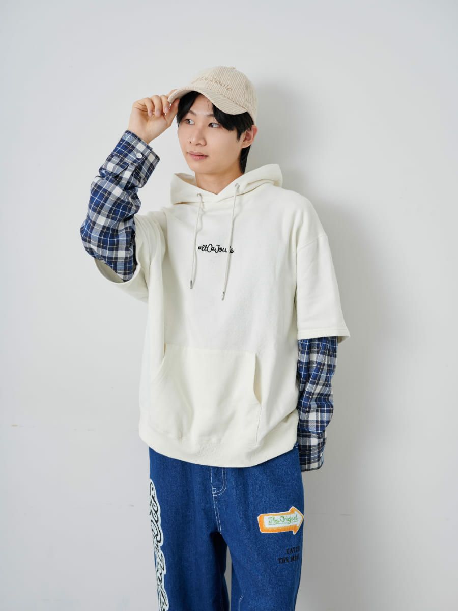 【allCaJoule】チェックスリーブパーカー