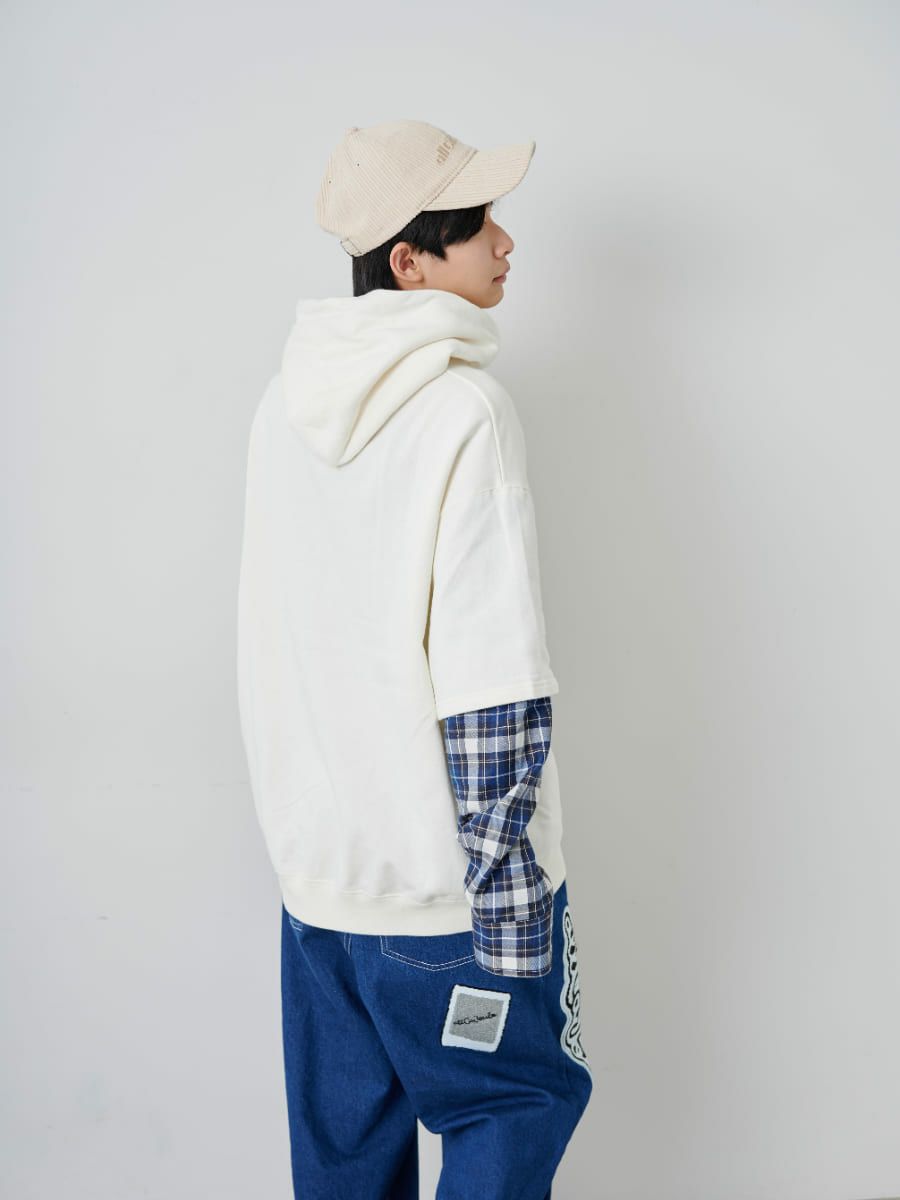 【allCaJoule】チェックスリーブパーカー