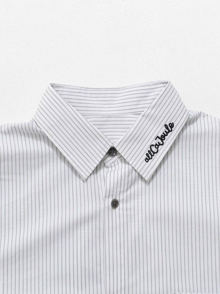 【allCaJoule】袖リブストライプシャツ