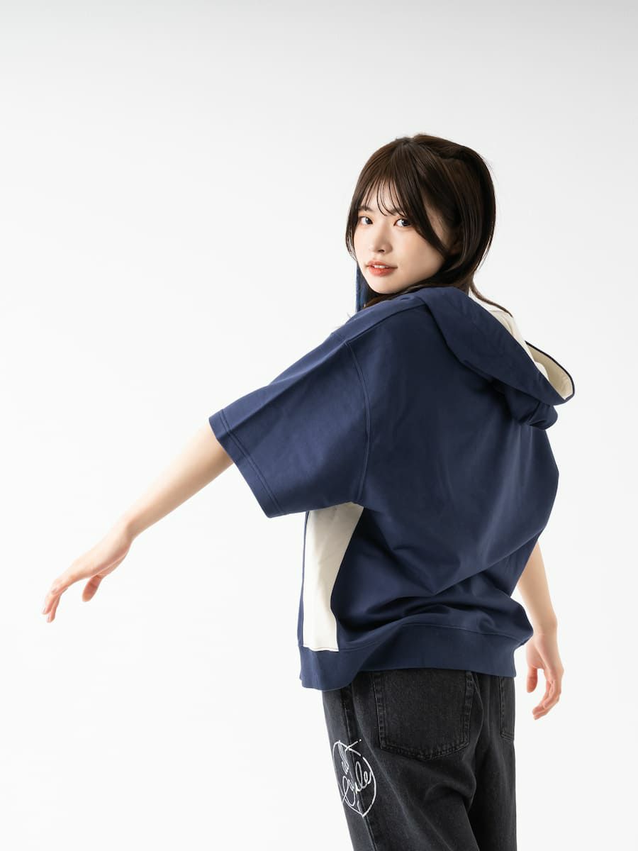 【allCaJoule】ショートスリーブジップパーカー