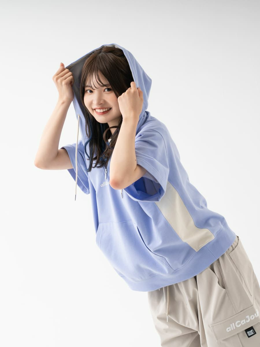 【allCaJoule】ショートスリーブジップパーカー