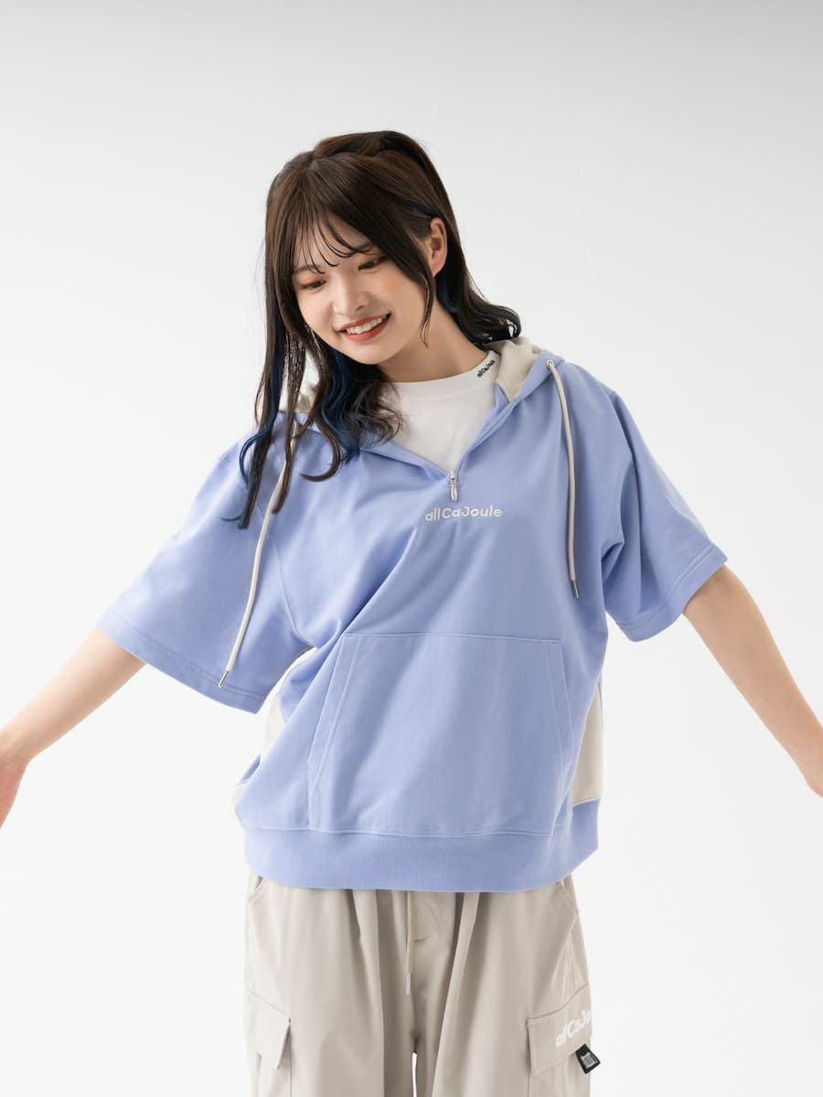 【allCaJoule】ショートスリーブジップパーカー