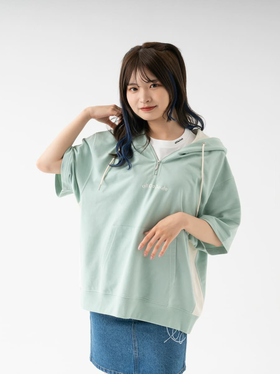 【allCaJoule】ショートスリーブジップパーカー