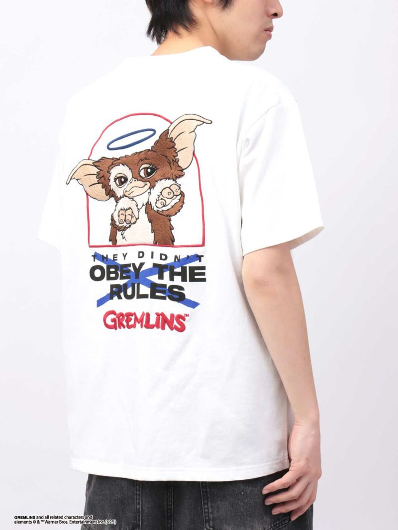 【GREMLINS】“OBEY THE RULES”ギズモ刺繍入りTシャツ〔別注〕