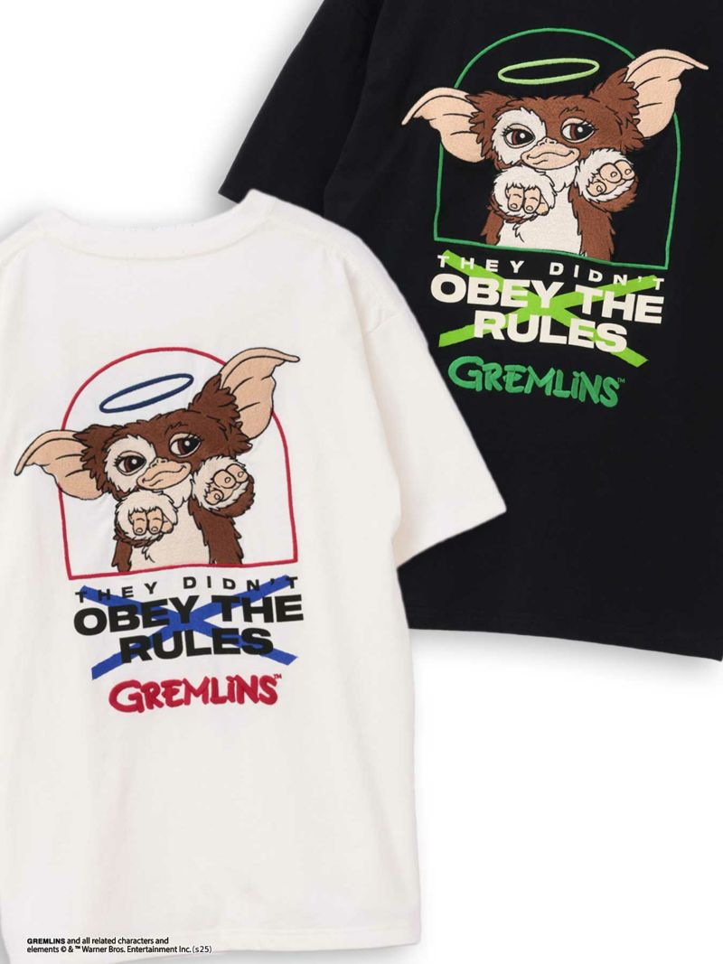 【GREMLINS】“OBEY THE RULES”ギズモ刺繍入りTシャツ〔別注〕