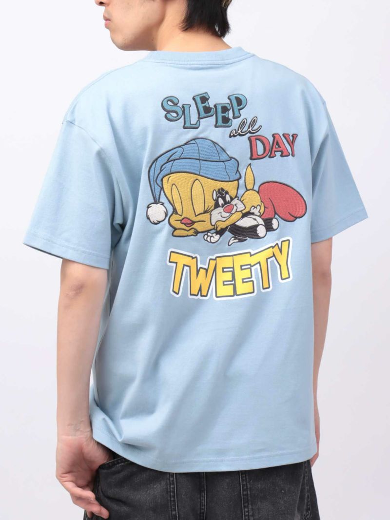 【LOONEY TUNES】“TWEETY：SLEEP ALL DAY”刺繍入りTシャツ〔別注〕