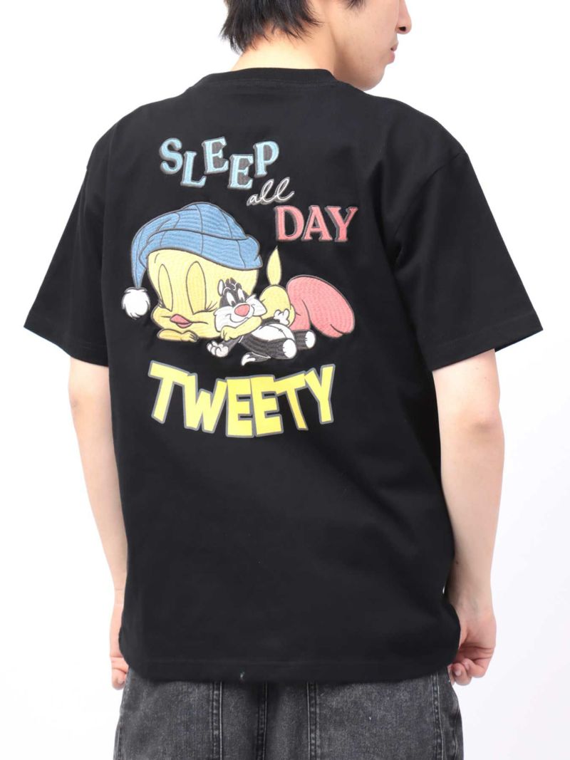 【LOONEY TUNES】“TWEETY：SLEEP ALL DAY”刺繍入りTシャツ〔別注〕