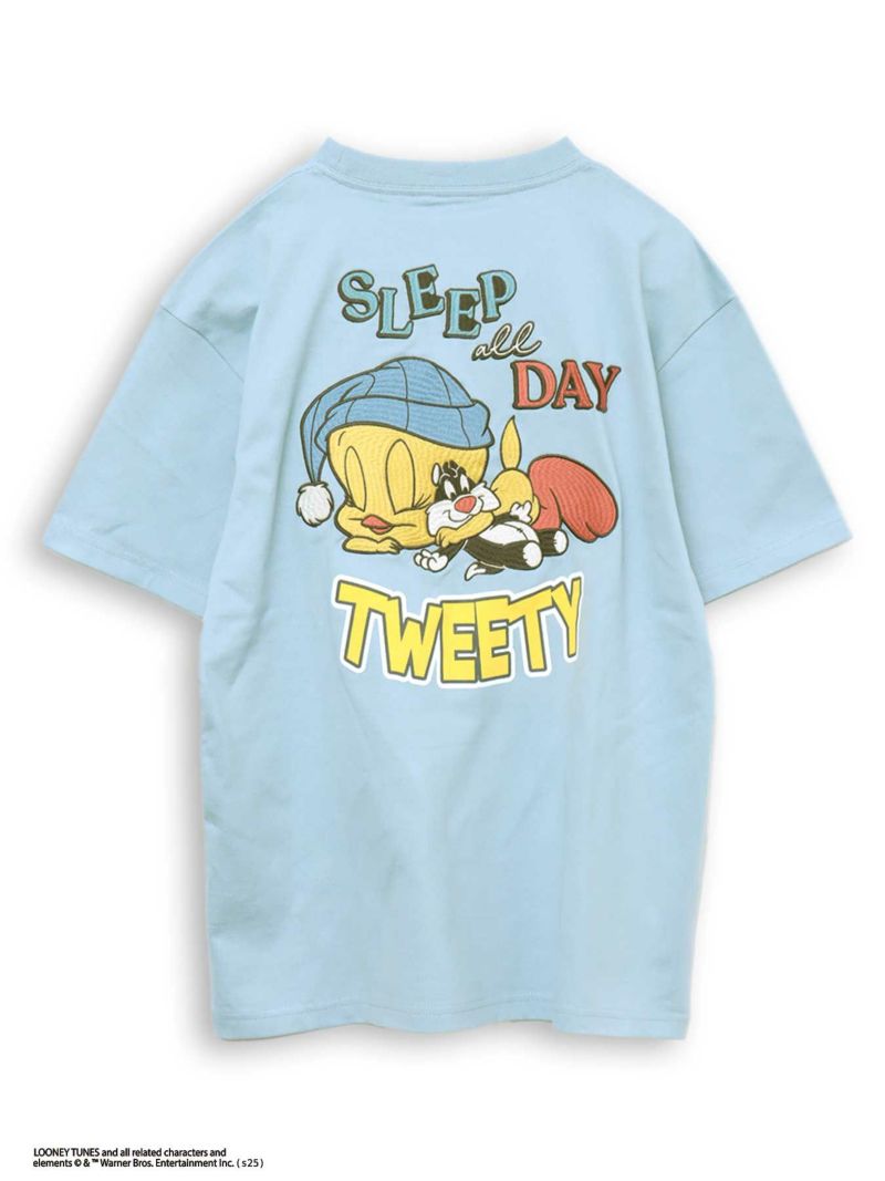 【LOONEY TUNES】“TWEETY：SLEEP ALL DAY”刺繍入りTシャツ〔別注〕