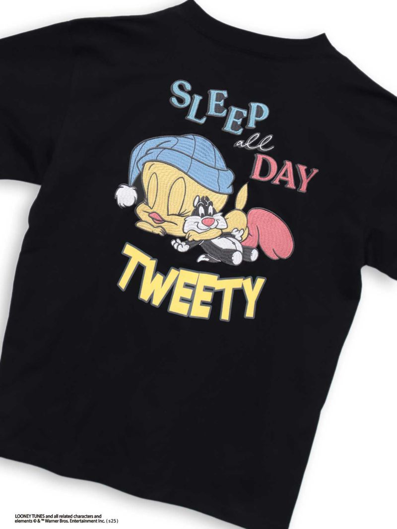 【LOONEY TUNES】“TWEETY：SLEEP ALL DAY”刺繍入りTシャツ〔別注〕