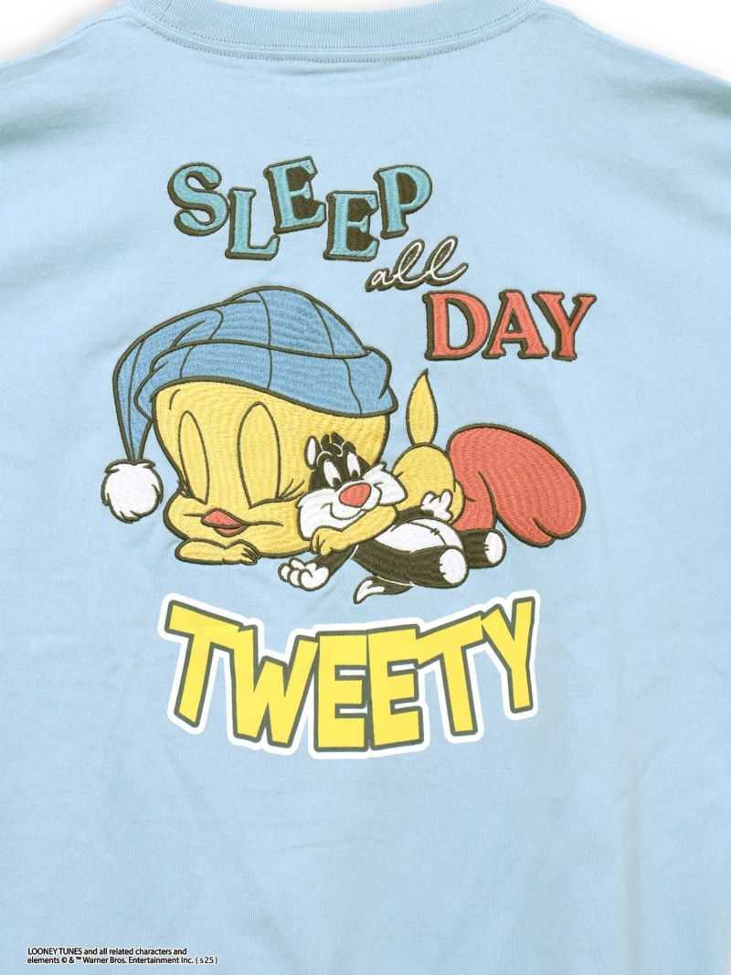 【LOONEY TUNES】“TWEETY：SLEEP ALL DAY”刺繍入りTシャツ〔別注〕