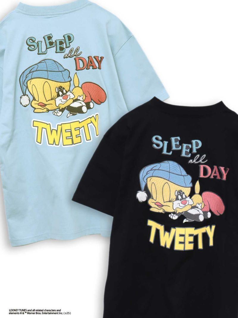 【LOONEY TUNES】“TWEETY：SLEEP ALL DAY”刺繍入りTシャツ〔別注〕