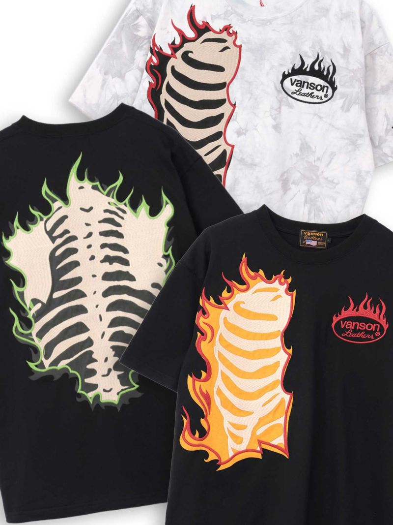 【VANSON】“FIRE BORN”刺繍入りTシャツ〔別注〕