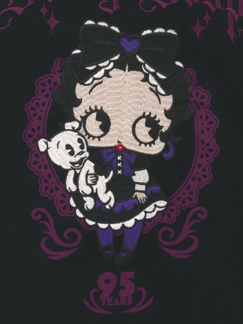 【BETTY BOOP】“ゴスロリベティ”刺繍入りTシャツ〔別注〕