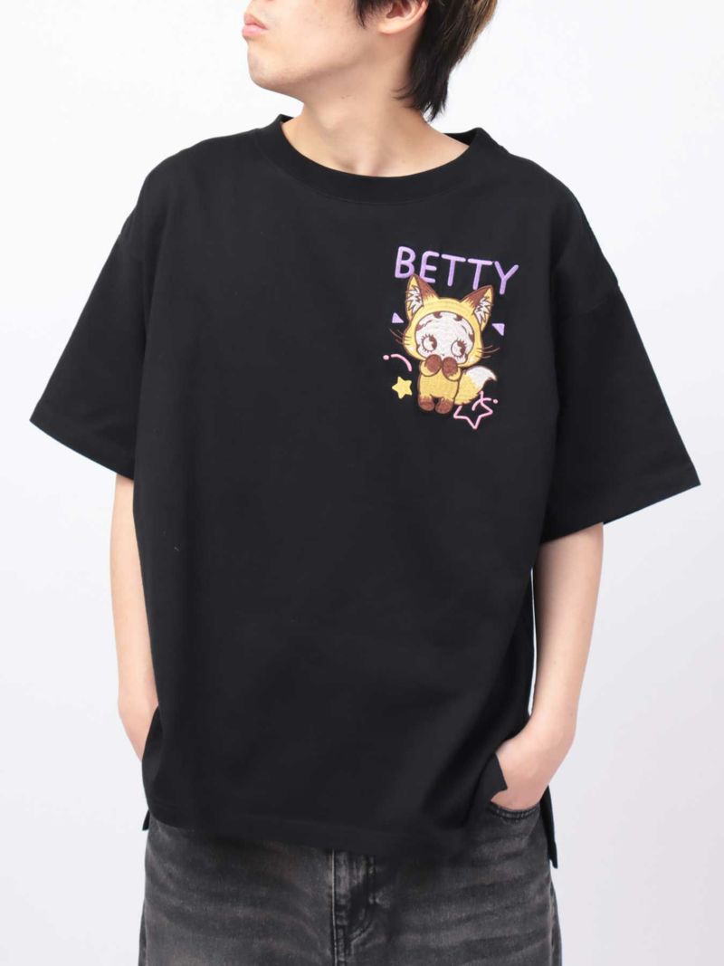 【BETTY BOOP】“ベイビーキツネベティ”刺繍入りTシャツ〔別注〕