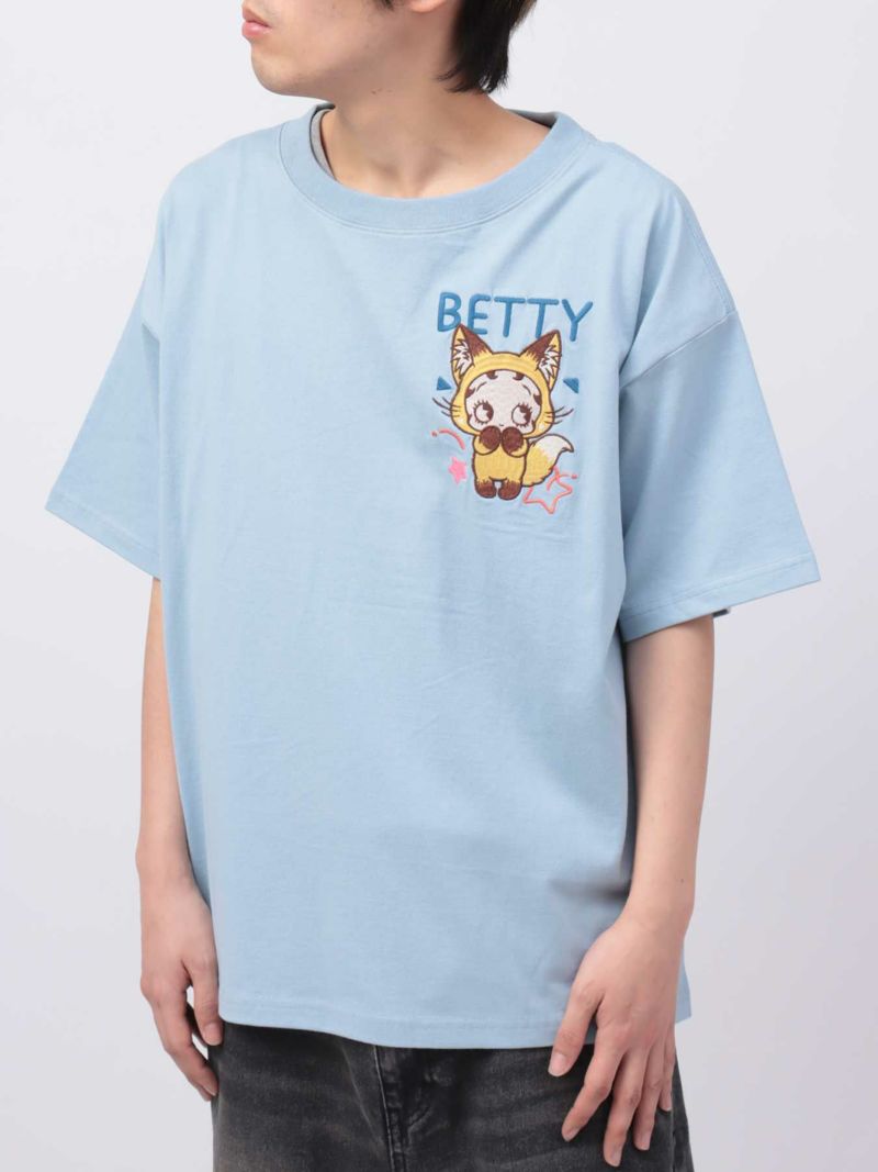 【BETTY BOOP】“ベイビーキツネベティ”刺繍入りTシャツ〔別注〕