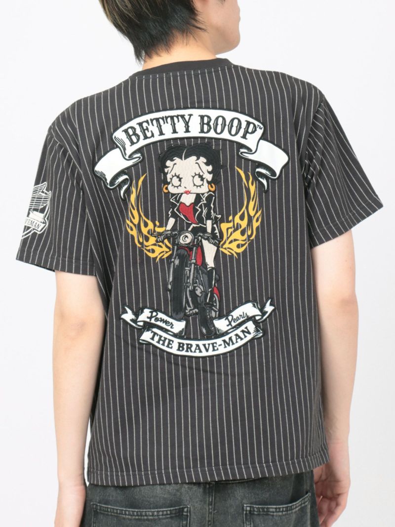 【The BRAVE-MAN×BETTY BOOP】“バイクベティ”刺繍入りTシャツ