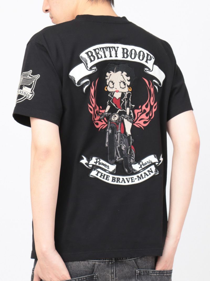 【The BRAVE-MAN×BETTY BOOP】“バイクベティ”刺繍入りTシャツ