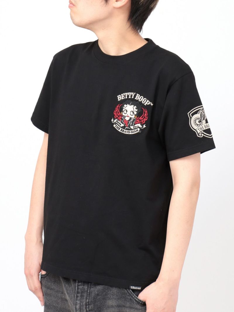 【The BRAVE-MAN×BETTY BOOP】“バイクベティ”刺繍入りTシャツ