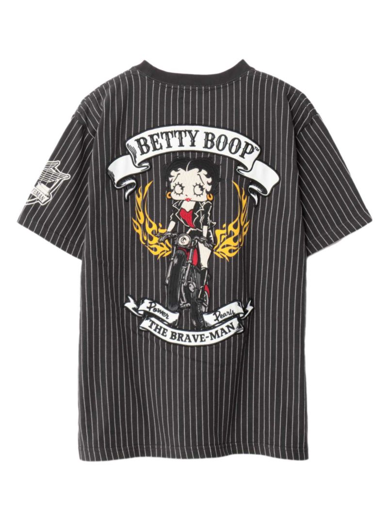 【The BRAVE-MAN×BETTY BOOP】“バイクベティ”刺繍入りTシャツ