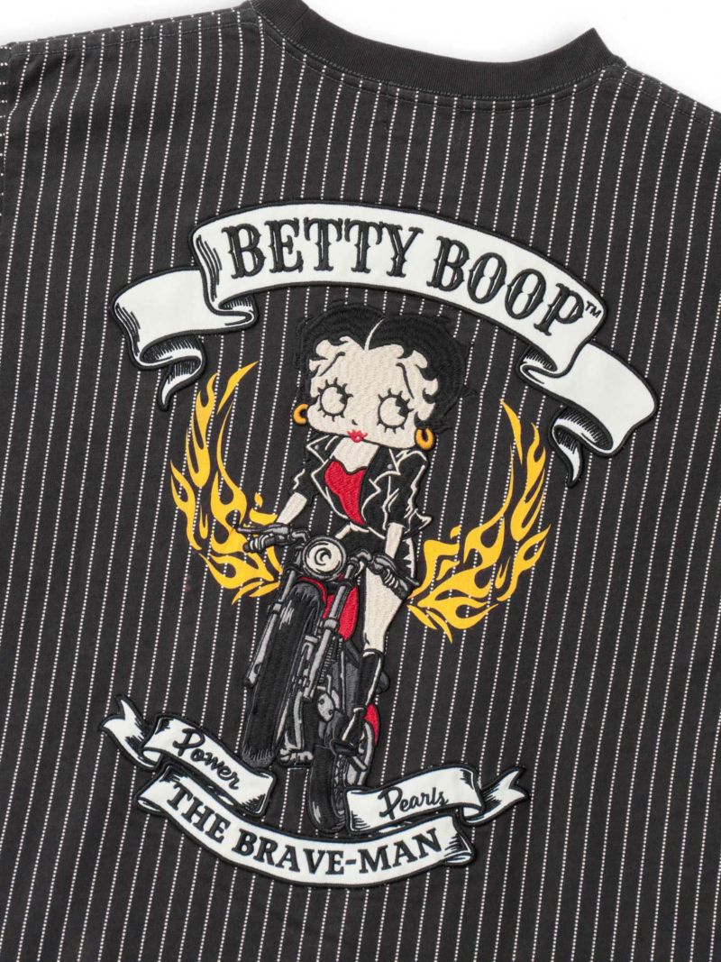 【The BRAVE-MAN×BETTY BOOP】“バイクベティ”刺繍入りTシャツ