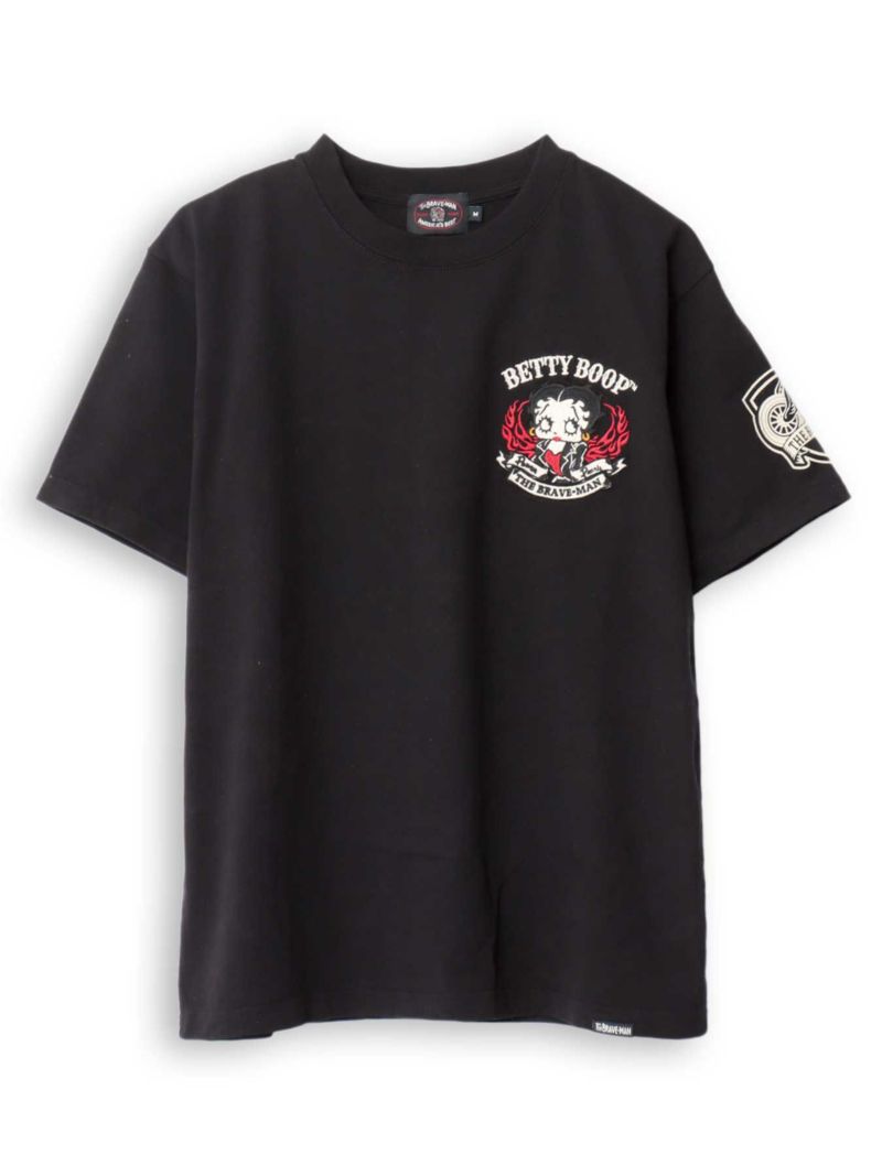 【The BRAVE-MAN×BETTY BOOP】“バイクベティ”刺繍入りTシャツ