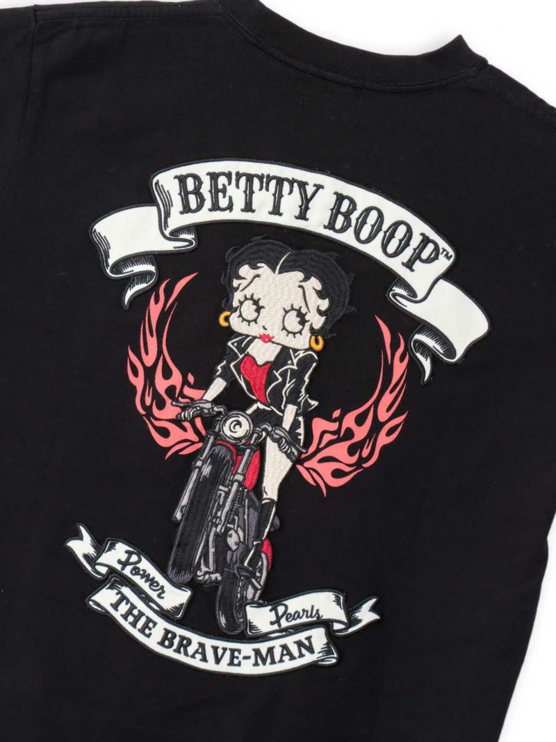 【The BRAVE-MAN×BETTY BOOP】“バイクベティ”刺繍入りTシャツ