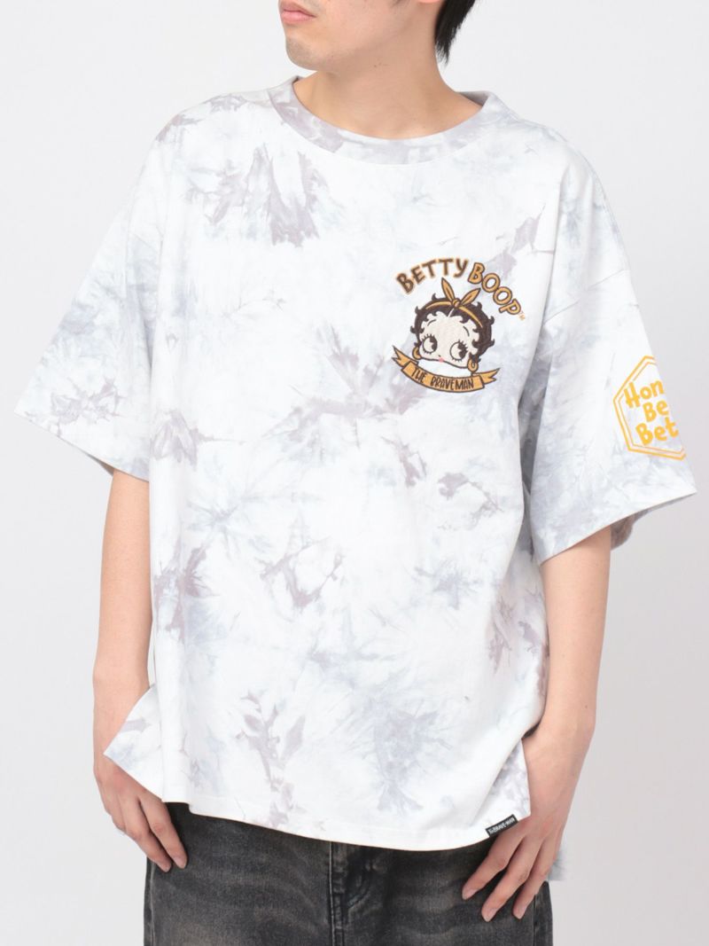 【The BRAVE-MAN×BETTY BOOP】“ハチベイビーベティ”刺繍入りBIGシルエットTシャツ