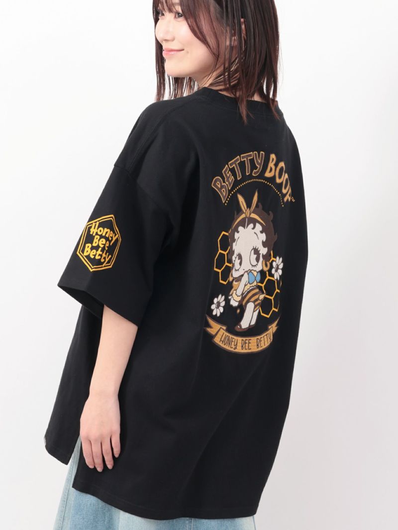 【The BRAVE-MAN×BETTY BOOP】“ハチベイビーベティ”刺繍入りBIGシルエットTシャツ