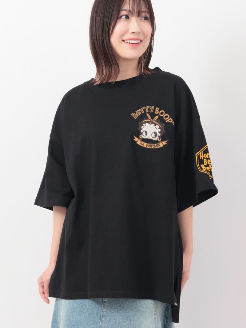 【The BRAVE-MAN×BETTY BOOP】“ハチベイビーベティ”刺繍入りBIGシルエットTシャツ