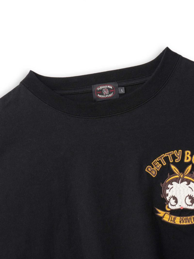 【The BRAVE-MAN×BETTY BOOP】“ハチベイビーベティ”刺繍入りBIGシルエットTシャツ