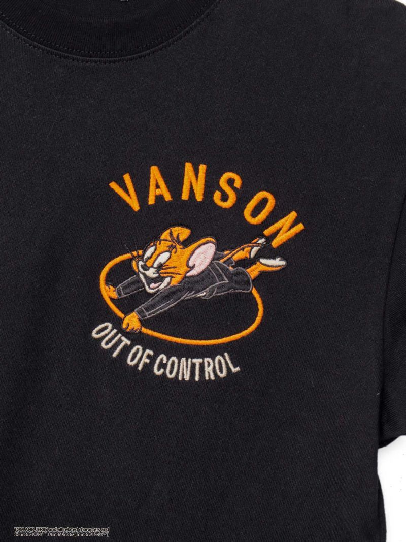 【VANSON×TOM and JERRY】“バイクトムジェリ”刺繍入りTシャツ