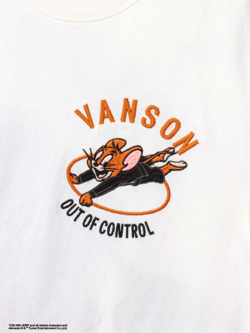 【VANSON×TOM and JERRY】“バイクトムジェリ”刺繍入りTシャツ