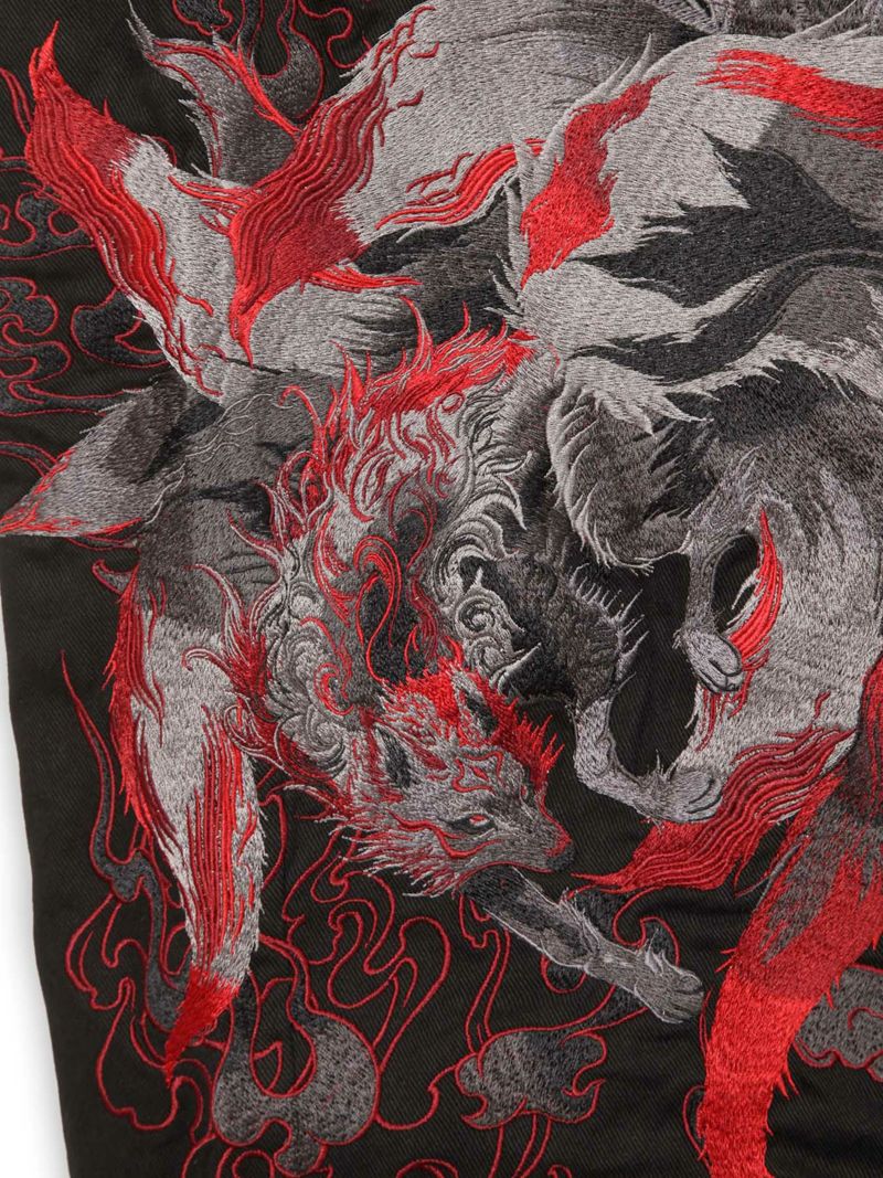 【絡繰魂・粋】“九尾焔”総刺繍ワイドパンツ〔別注〕