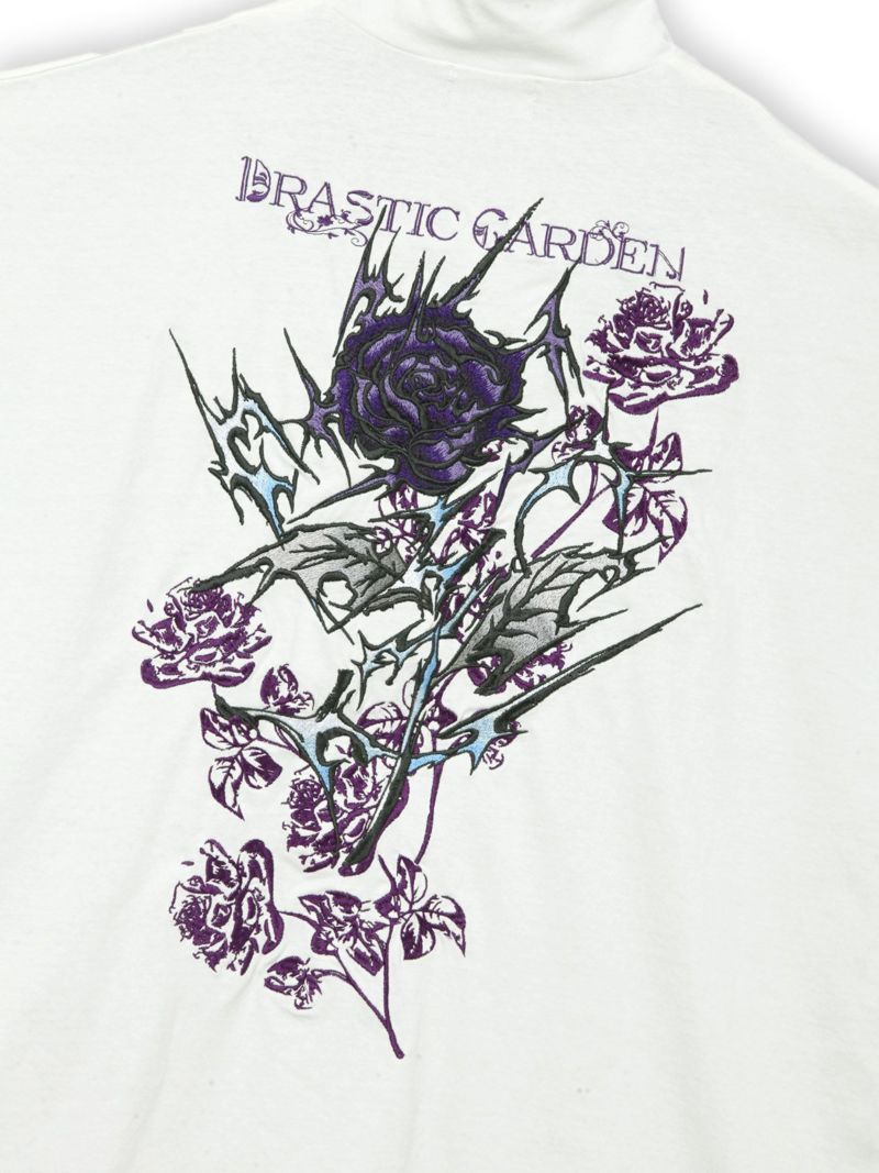 【DRASTIC GARDEN】“稲妻の薔薇”総刺繍ハーフジップベスト×バンダナTシャツ アンサンブル