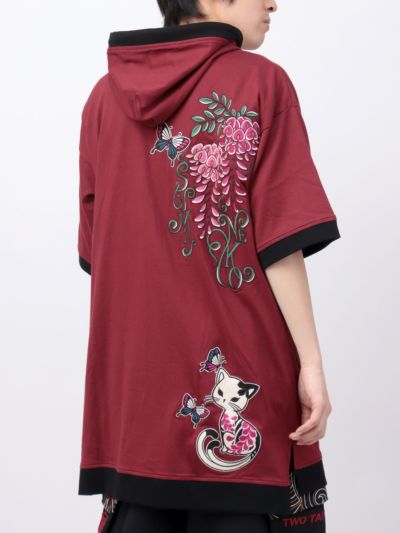 【SUMINEKO】<br>“スミネコと藤”BIGシルエット半袖ロングZIPパーカー