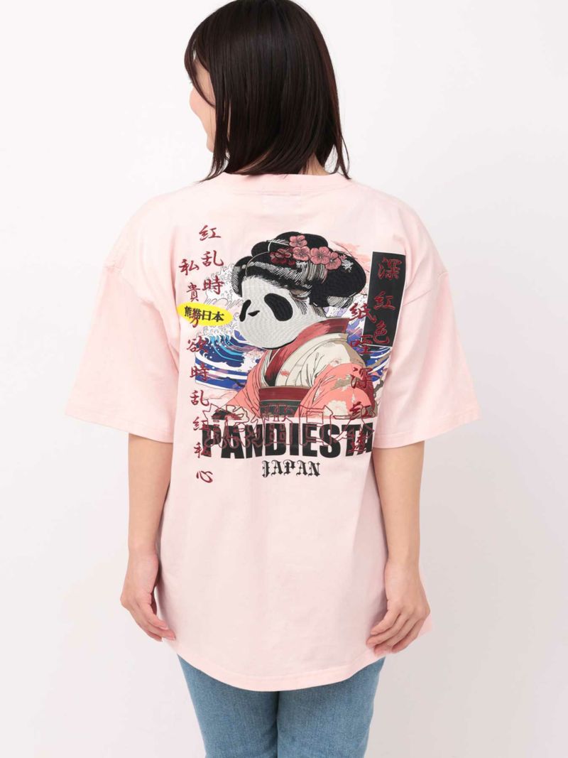 【PANDIESTA JAPAN】“熊猫日本GEISHA”刺繍入りTシャツ