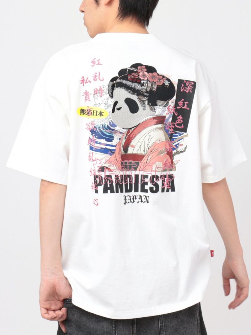 【PANDIESTA JAPAN】“熊猫日本GEISHA”刺繍入りTシャツ