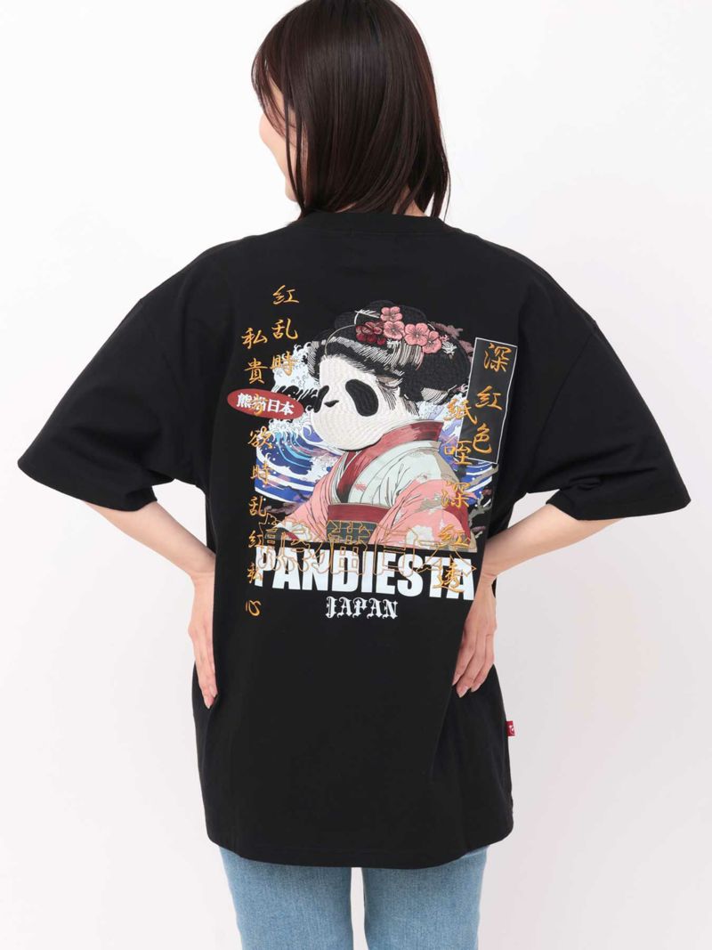 【PANDIESTA JAPAN】“熊猫日本GEISHA”刺繍入りTシャツ