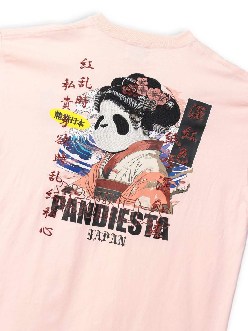 【PANDIESTA JAPAN】“熊猫日本GEISHA”刺繍入りTシャツ