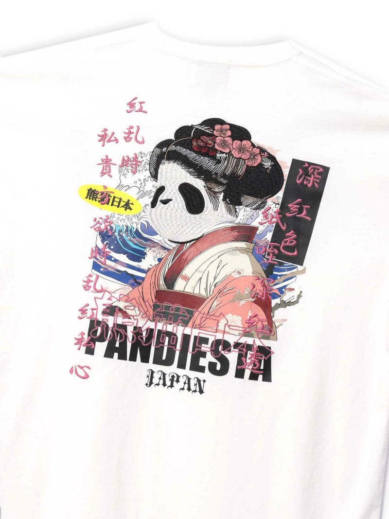 【PANDIESTA JAPAN】“熊猫日本GEISHA”刺繍入りTシャツ