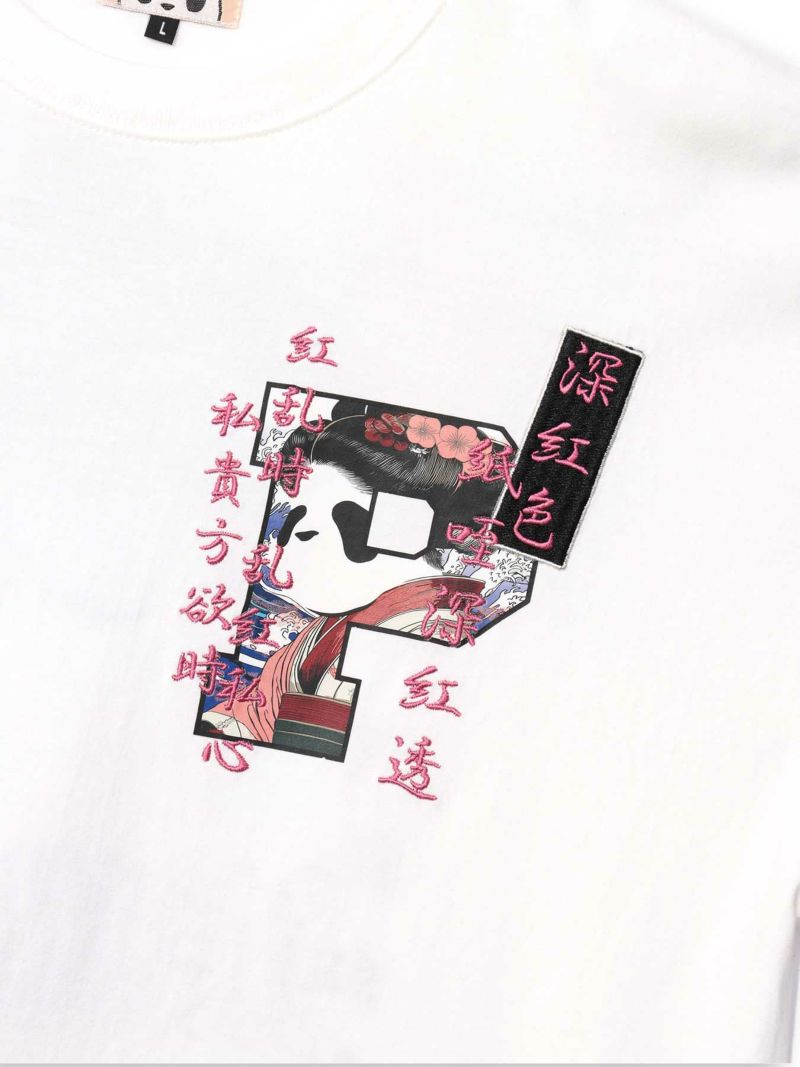 【PANDIESTA JAPAN】“熊猫日本GEISHA”刺繍入りTシャツ