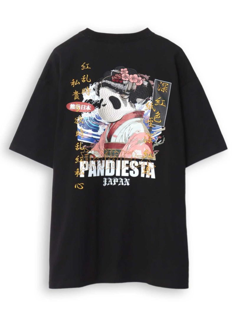 【PANDIESTA JAPAN】“熊猫日本GEISHA”刺繍入りTシャツ