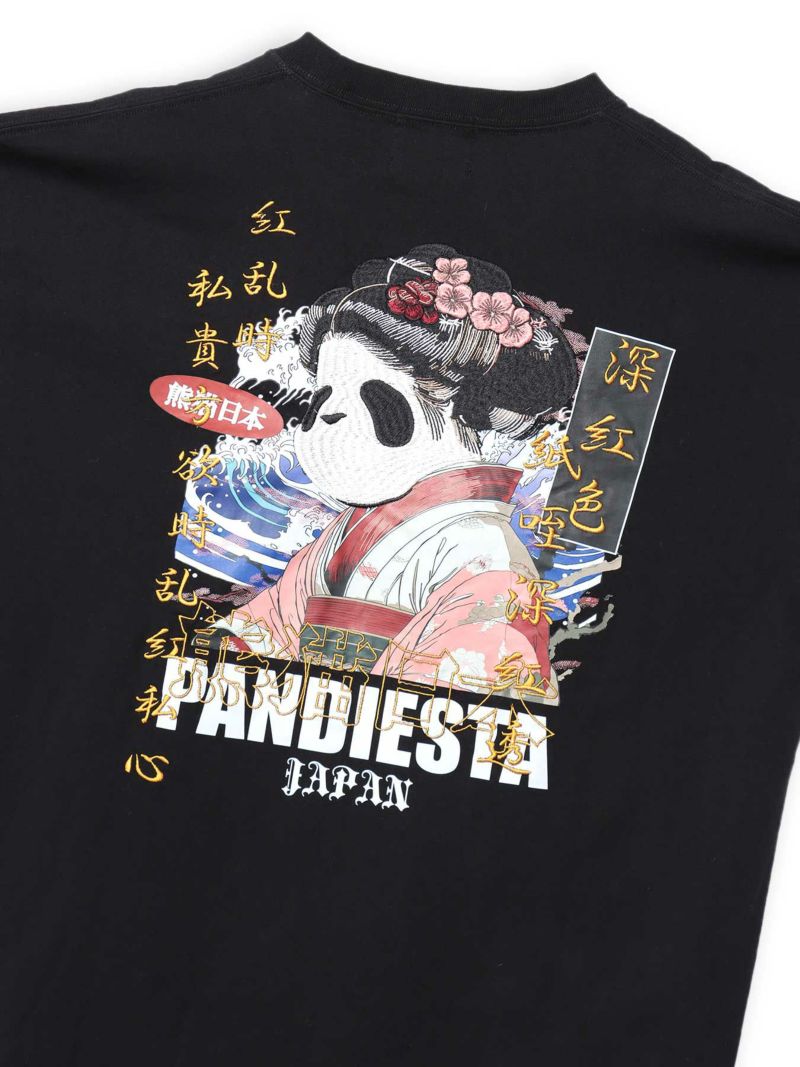 【PANDIESTA JAPAN】“熊猫日本GEISHA”刺繍入りTシャツ