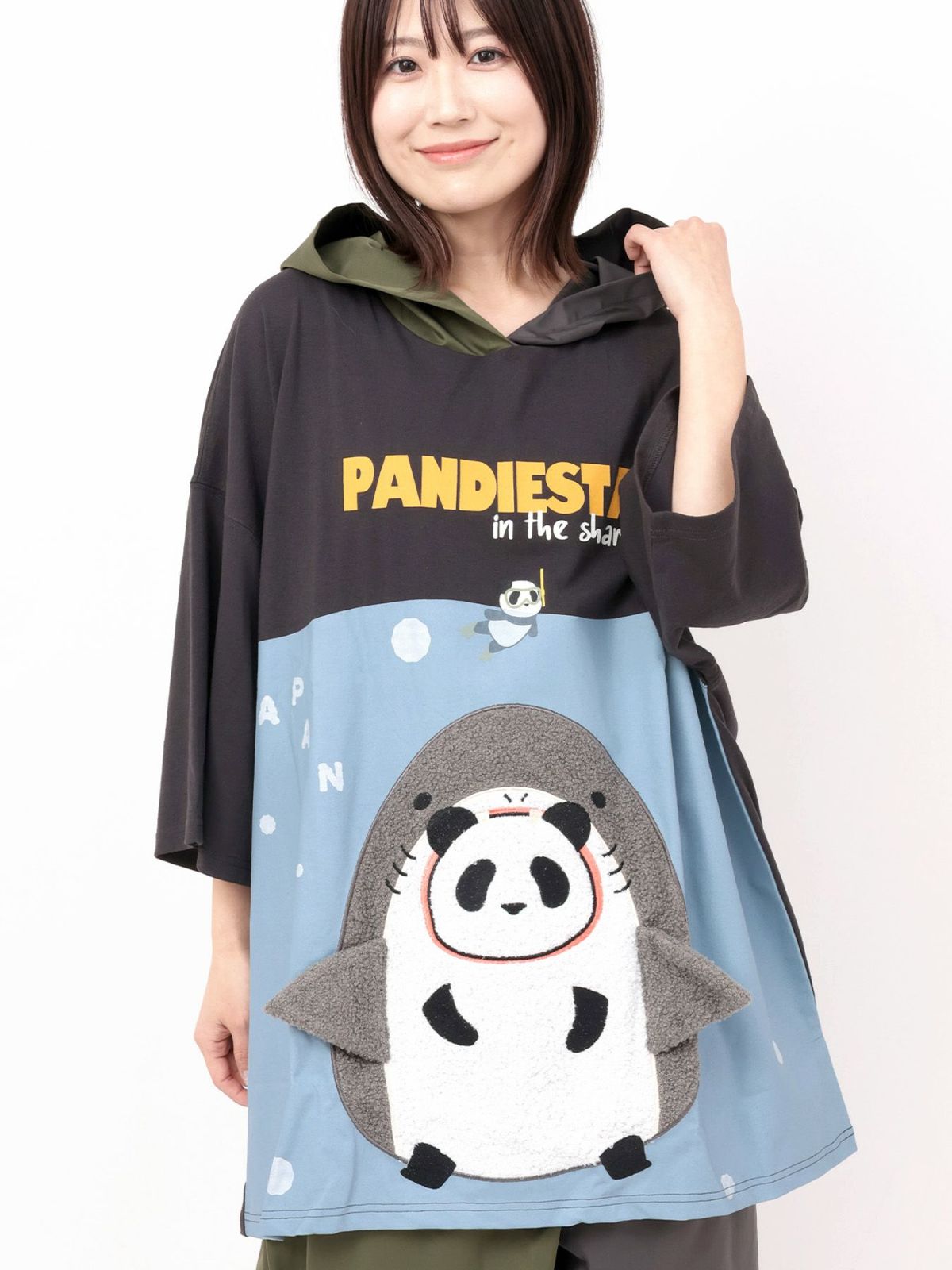 【PANDIESTA JAPAN】“サメパンダ”BIGシルエット半袖プルパーカー