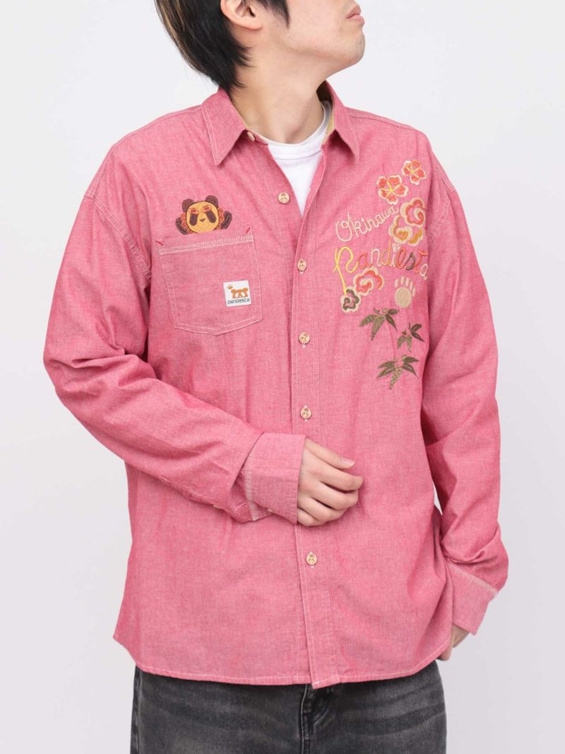 【PANDIESTA JAPAN】“シーサーパンダ”シャンブレー素材シャツ